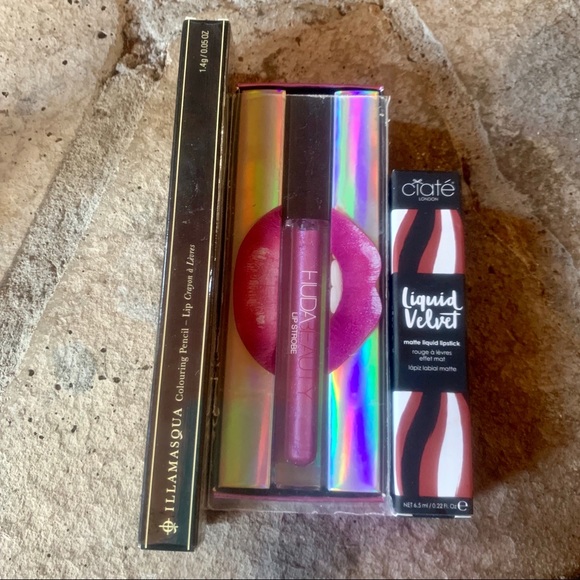 HUDA BEAUTY Other - NEW Lipstick, Lipgloss, Lip Crayon Lot Illamasqua HUDA BEAUTY Other - NEW Lipstick, Lipgloss, Lip Crayon Lot Illamasqua
